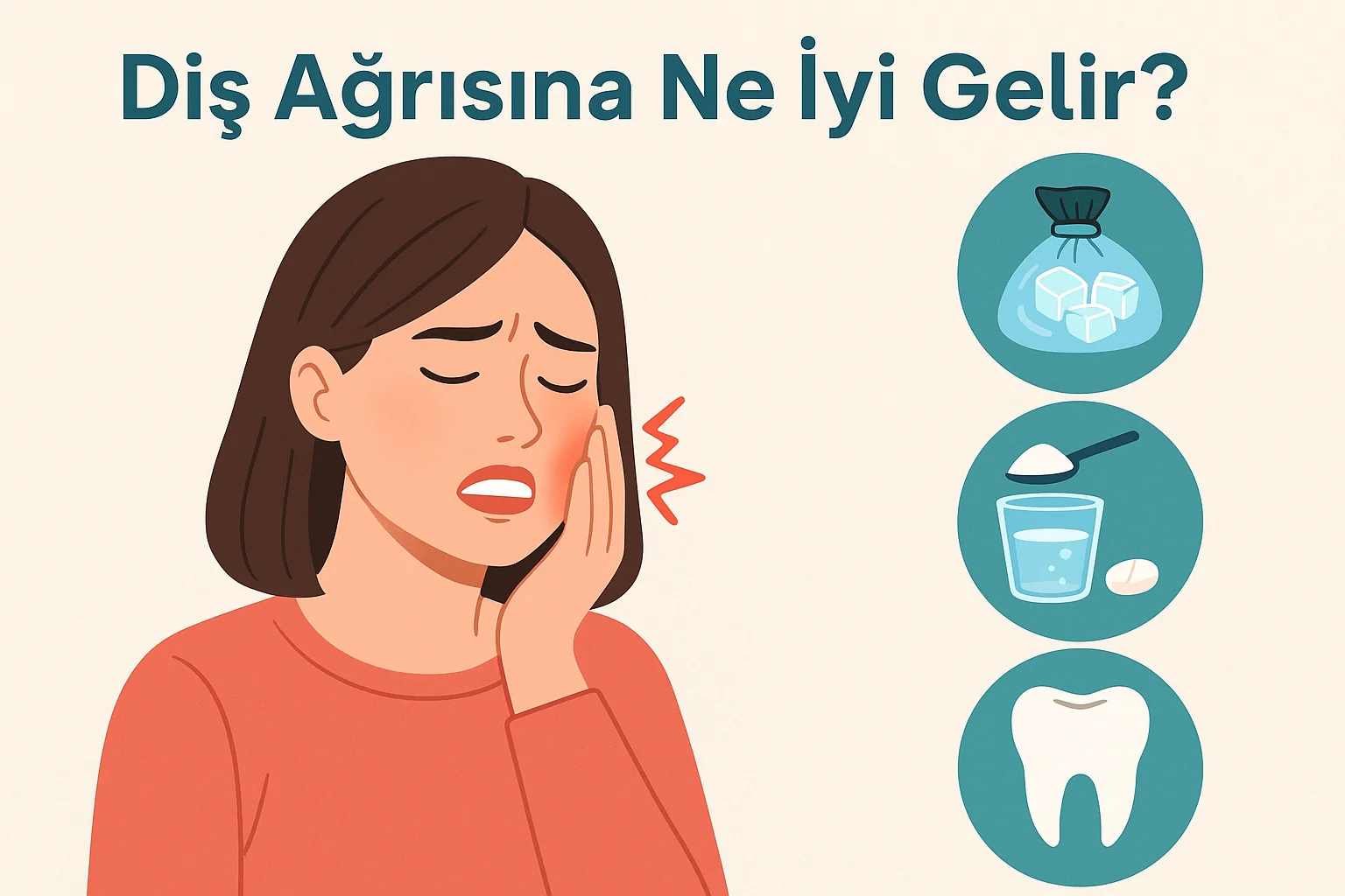 Diş Ağrısına Ne İyi Gelir? İşte Bilimsel Yaklaşımlar 5 Diş ağrısına ne iyi gelir sorusuna yönelik çözümleri gösteren infografik