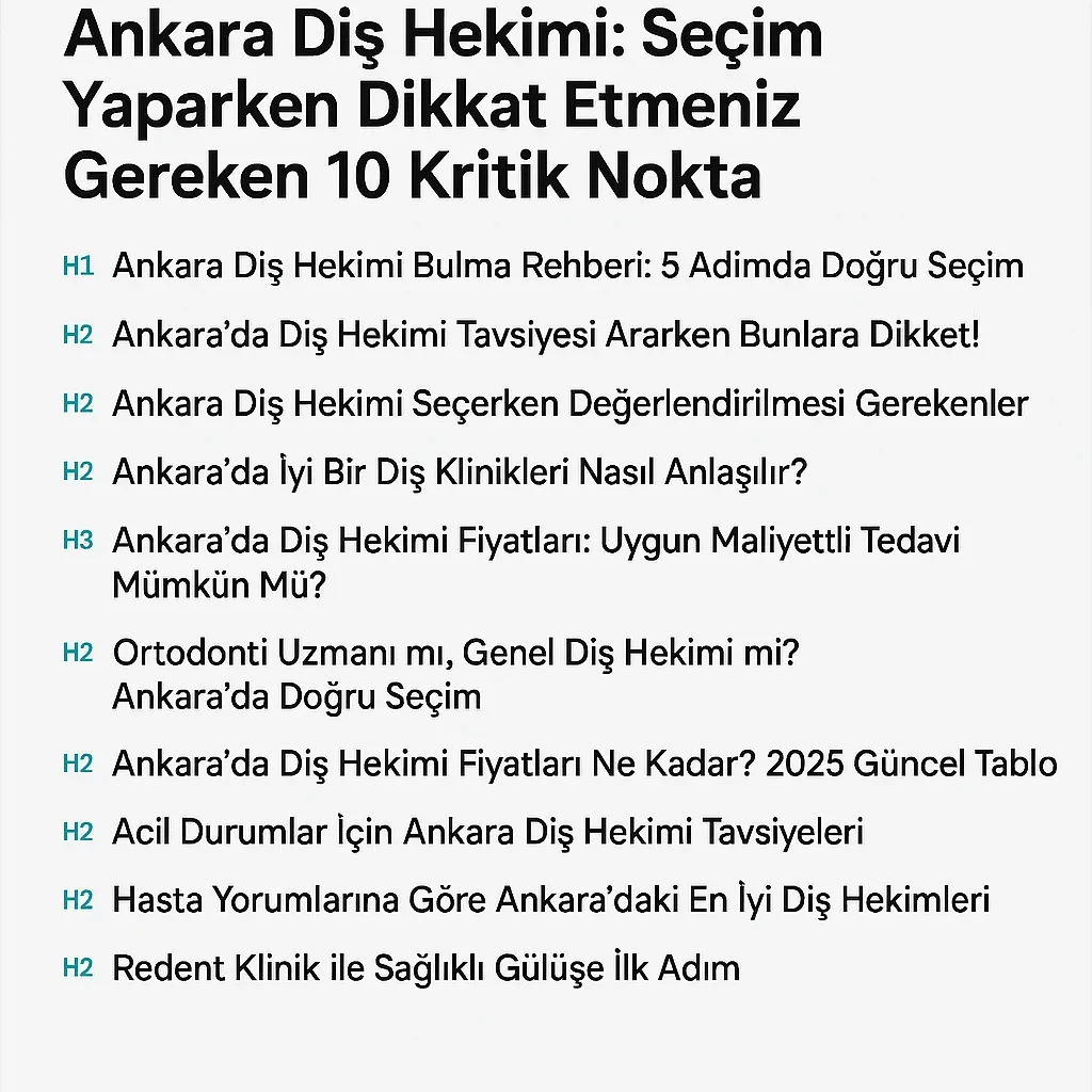 Ankara Diş Hek Rehberi: 2025'te En Çok Tercih Edilen Klinikler 5 ankara dis hek