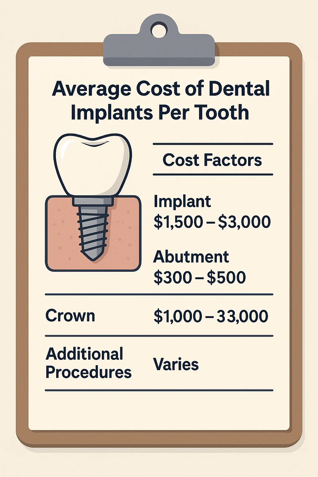 Average Cost of Dental Implants Per Tooth: 2025 Pricing Guide 5 average cost of dental implants per tooth