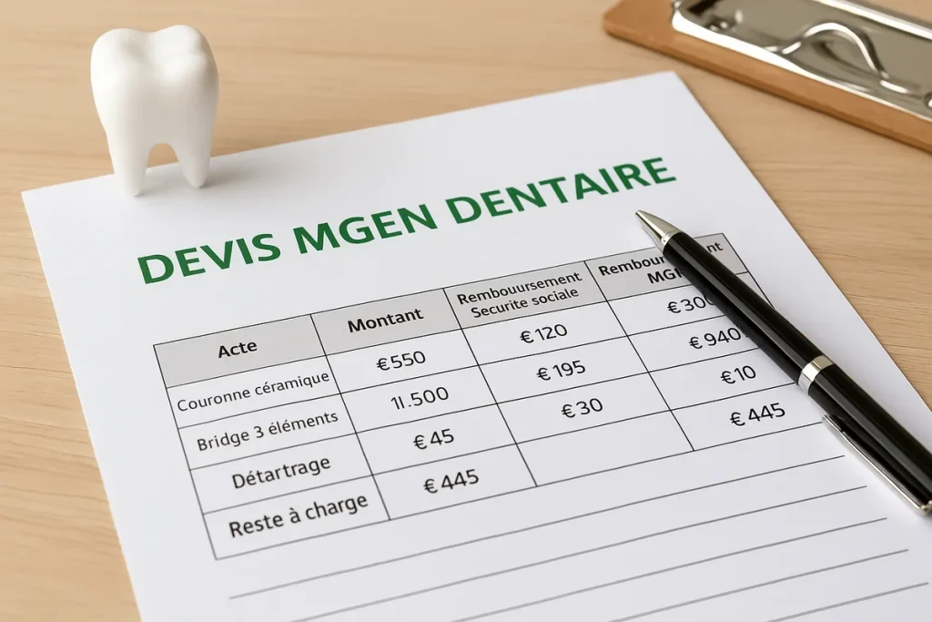 Devis MGEN dentaire : guide complet 2025 4 devis mgen dentaire