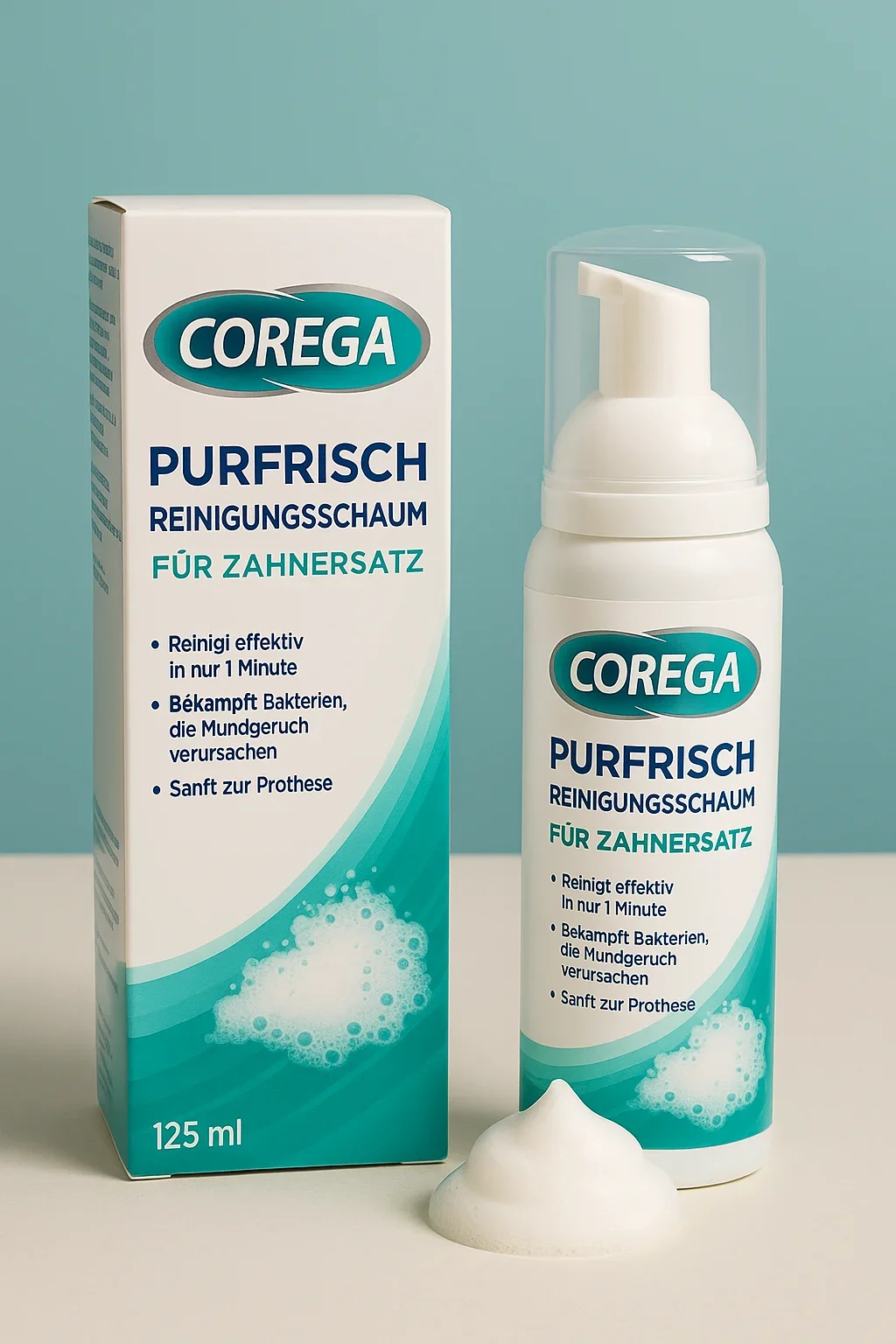 corega purfrisch reinigungsschaum für zahnersatz