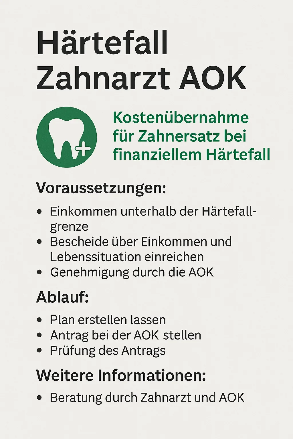Härtefall Zahnarzt AOK – So erhalten Sie maximale Kostenübernahme 5 härtefall zahnarzt aok