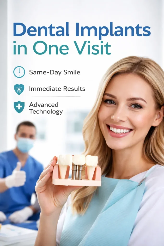Dental Implants in One Visit: Complete Same-Day Solution 4 dental implants in one visit