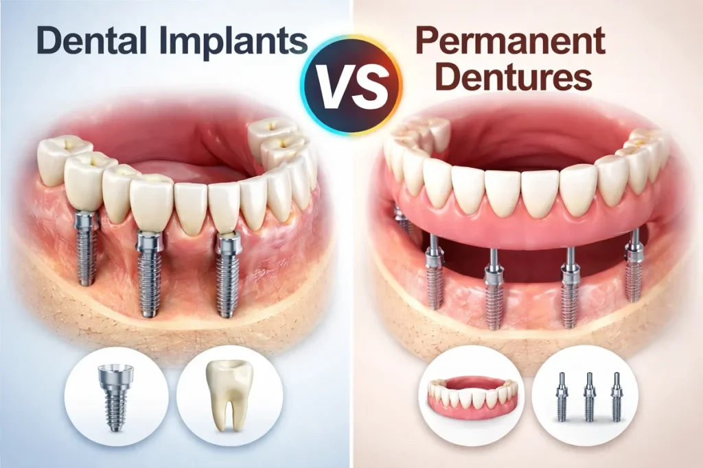 Dental Implants vs Permanent Dentures: Which Is Right for You? 4 dental implants vs permanent dentures