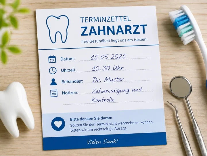 terminzettel zahnarzt kostenlos