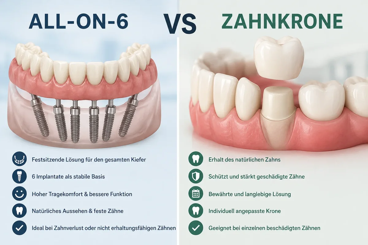 All-on-6 vs Zahnkrone: Welche Lösung passt zu Ihrer Zahnsituation? 5 all on 6 vs zahnkrone
