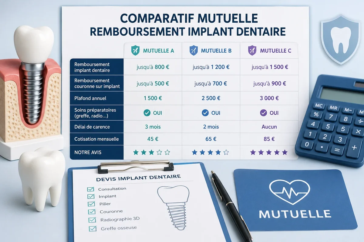 Comparatif mutuelle remboursement implant dentaire : comment choisir la meilleure couverture selon votre situation ? 5 comparatif mutuelle remboursement implant dentaire