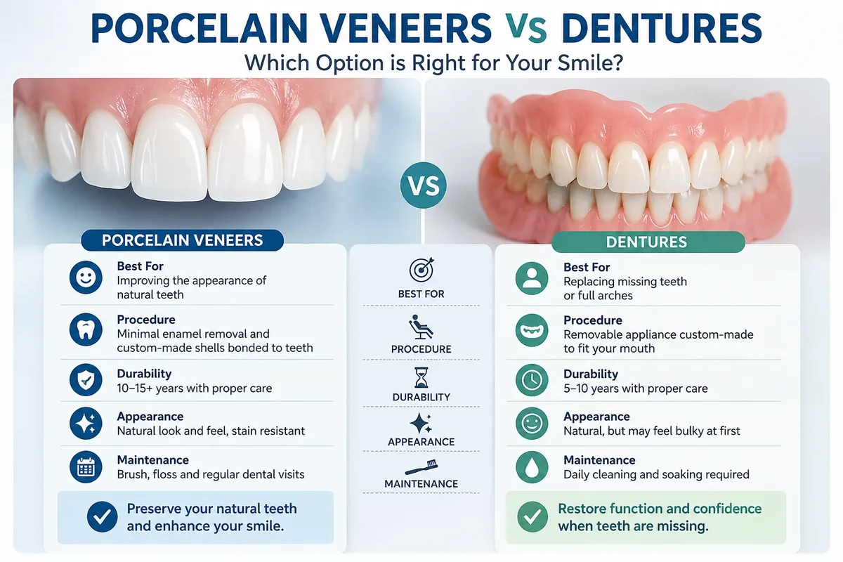 Porcelain Veneers vs Dentures: Which Option Fits You? 5 porcelain veneers vs dentures