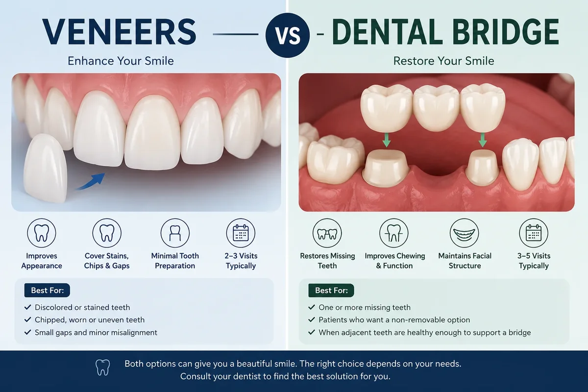 Veneers vs Dental Bridge: Which Option Is Right for Your Smile? 5 veneers vs dental bridge