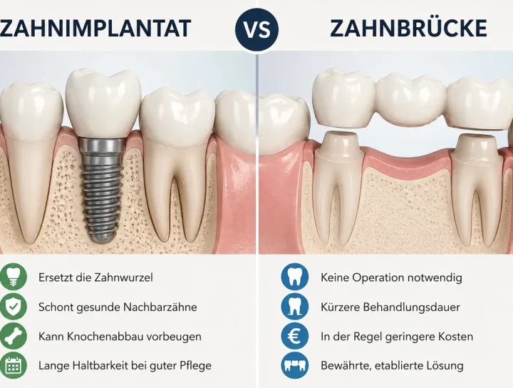 zahnimplantat vs zahnbrücke